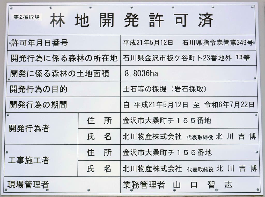 林地開発許可済看板